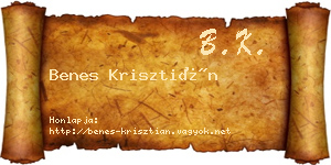 Benes Krisztián névjegykártya